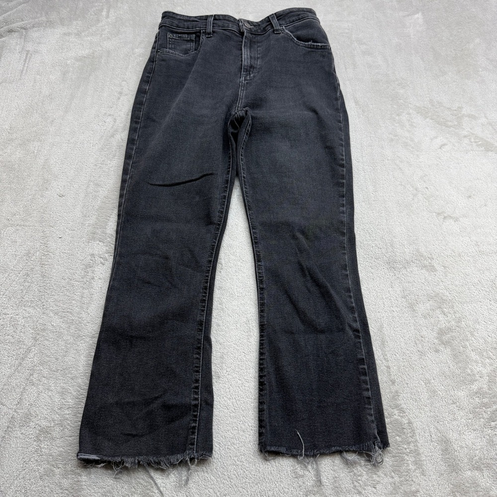 BDG Jeans Women 28 Black Hi Rise Raw Hem Stretch Flare Edgy Y2K Streetwear Denim